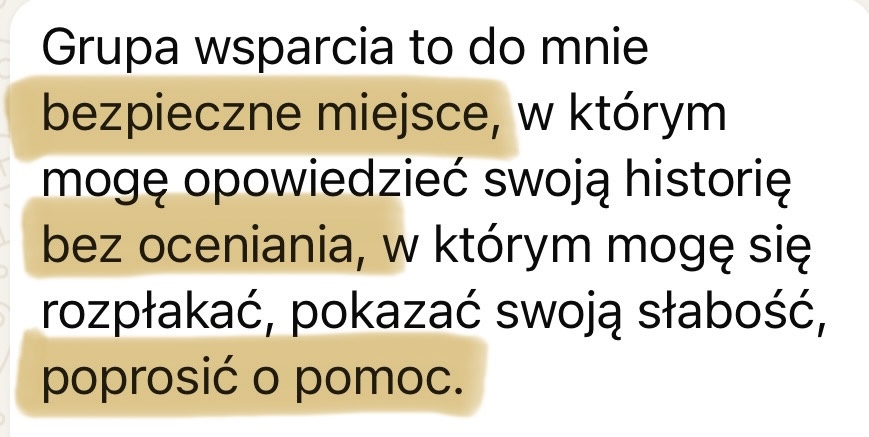 Opinia uczestniczki grupy wsparcia 1