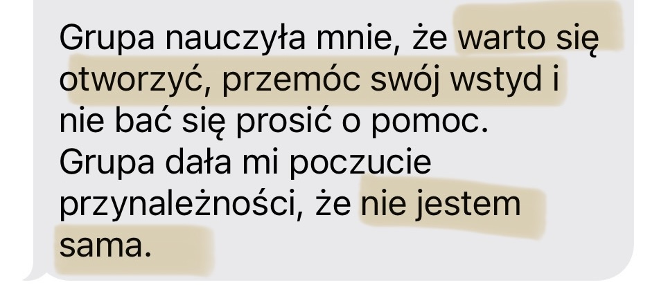 Opinia uczestniczki grupy wsparcia 3