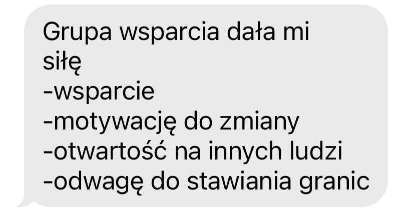Opinia uczestniczki grupy wsparcia 1