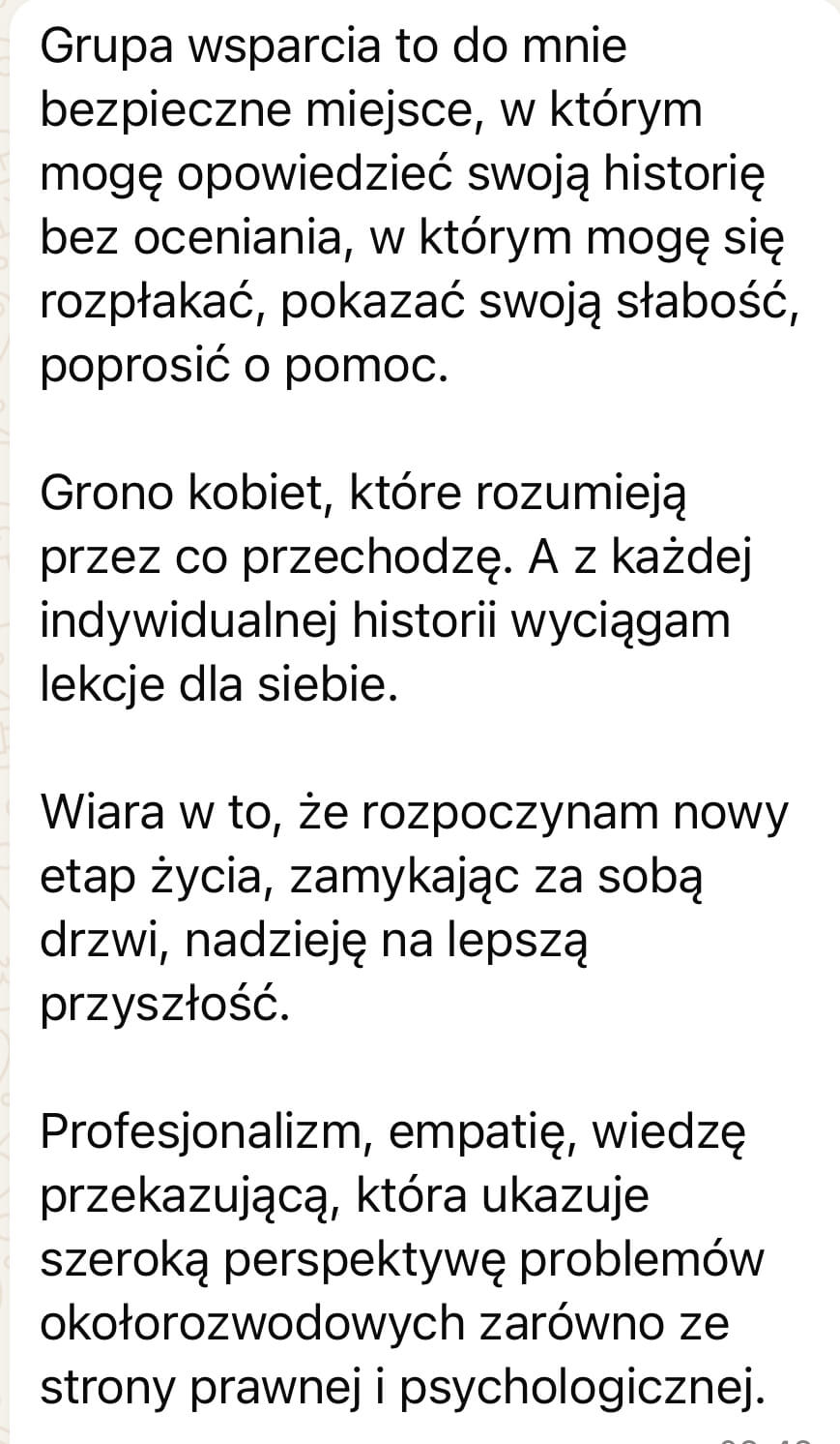 Opinia uczestniczki grupy wsparcia 3